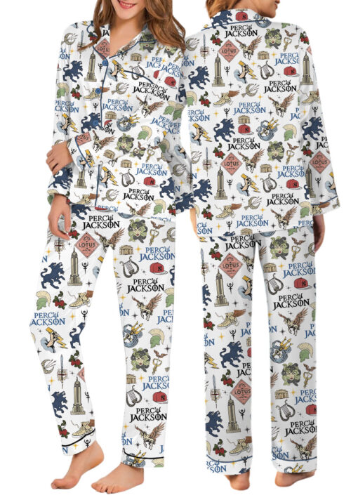 Percy Jackson & The Olympians Doodle Satin Pajamas Set For Women - Image 10
