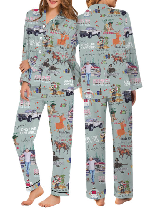 Morgan Wallen Long Live Cow Girls Satin Pajamas Set For Women - Image 9
