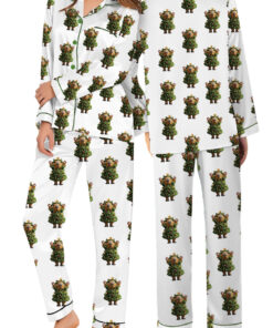 Cute Capybara Christmas Satin Pajamas Set For Women