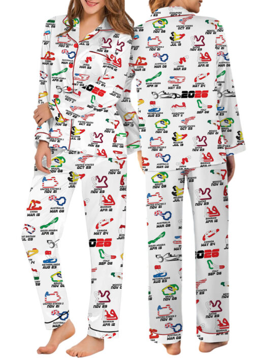Formula One Racing F1 Satin Pajamas Set For Women