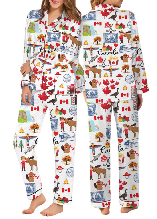 Women's Canada Travel Satin Pajamas Set For Women - Image 9