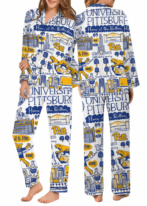 University Of Pittsburgh Satin Pajama Set For Women - Image 8
