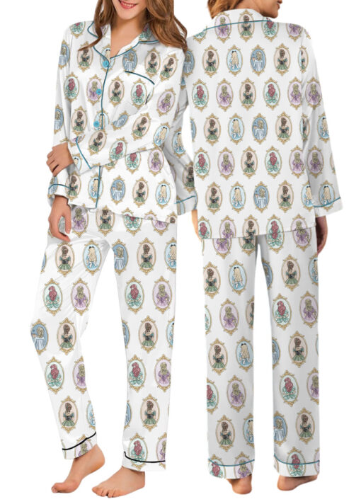 Women’s Princesses Mirror Back View Iron Satin Pajamas Set For Women, White Color, US Size S-5XL - Image 11