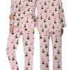 Green And Pink Duck Satin Pajamas Set For Women