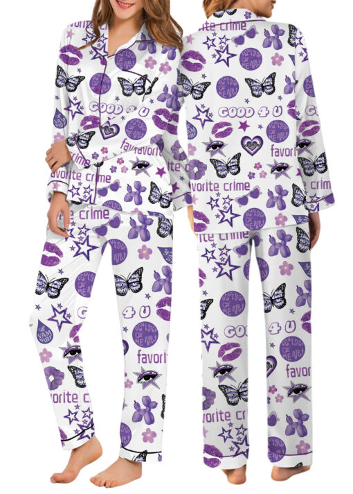 Women's Good 4U Favorite Crime Pajamas Set For Women, White Color, US Size S-5XL - Image 11