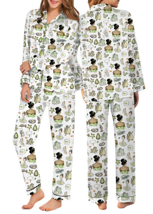 Women’s Princess And The Frog Pajamas Set For Women, White Color, US Size S-5XL - Image 10
