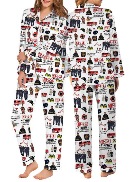 American TV Series Shirt 9-1-1 TV Show Satin Pajamas Set For Women