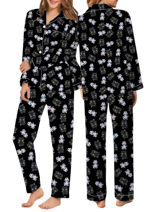 Toothless And Light Fury Satin Pajamas Set For Women