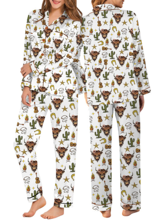 Women’s Rustic Americana Western Satin Pajama Set For Women