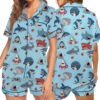 I Love Sharks Silky Satin Pajamas Set For Women