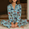 I Love Sharks Silky Satin Pajamas Set For Women