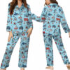 I Love Sharks Silky Satin Pajamas Set For Women