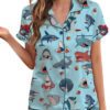 I Love Sharks Silky Satin Pajamas Set For Women