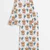 Women’s Western Cow Cactus Satin Pajama Set For Women