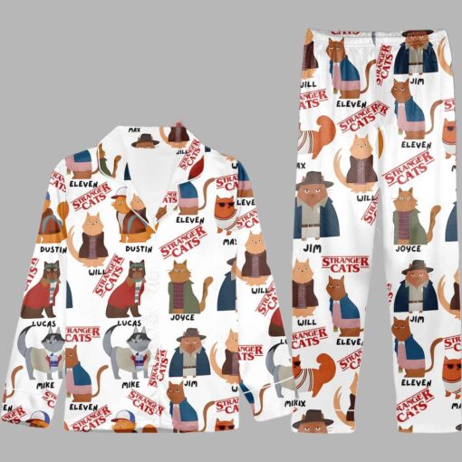 Stranger Cats Satin Pajama Set For Women - Image 2