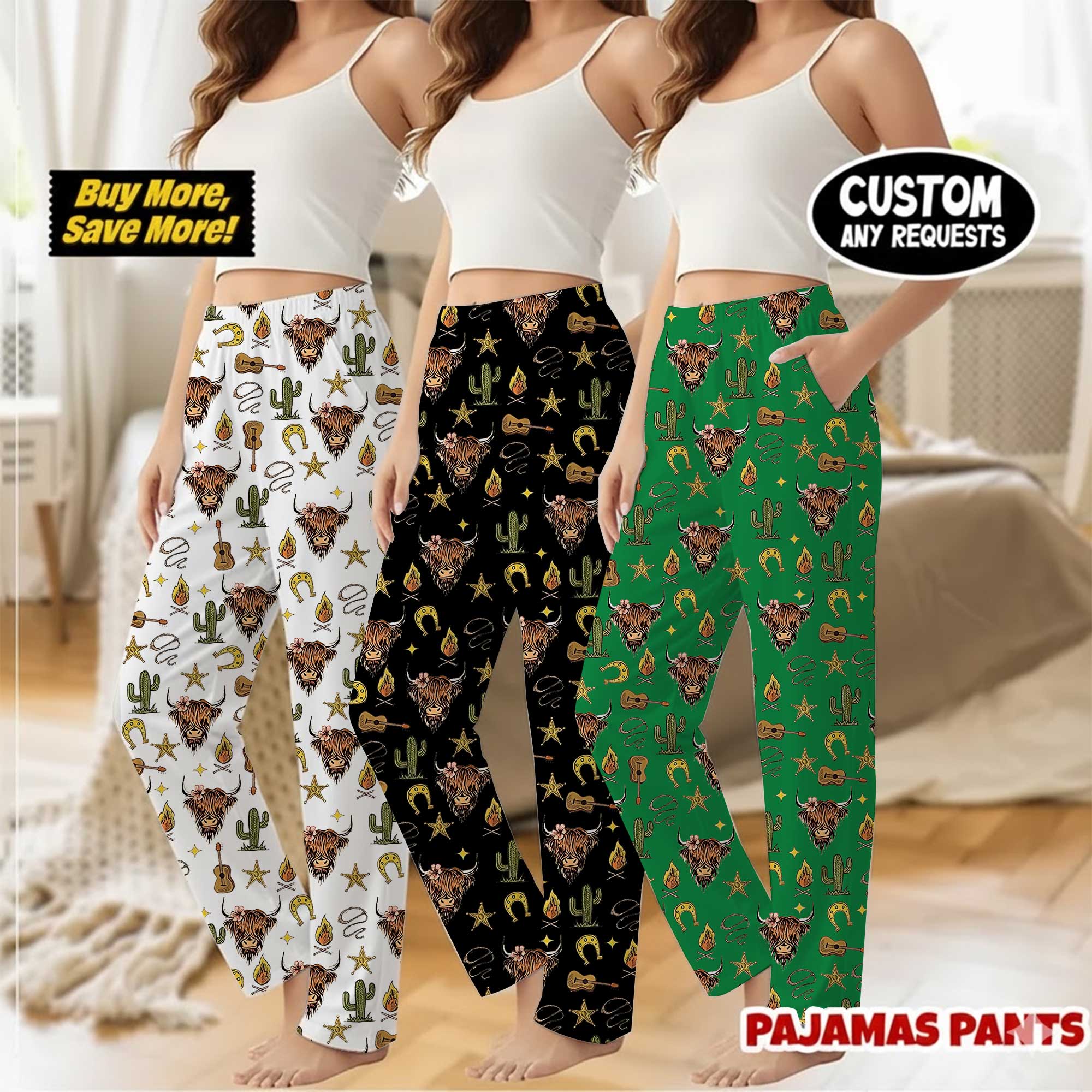 Women’s Rustic Americana Western Satin Pajama Pants For Women