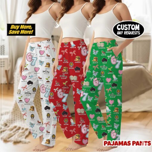 God Did It First Christian 6 7 Six Seven Meme Satin Pajama Pants For Women - Image 5