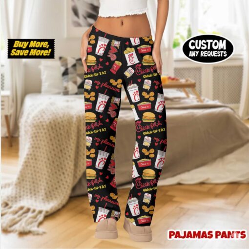 Chick-fil-A Inspired Pajama Pants | Fast Food Pattern Print Sleepwear - Image 3
