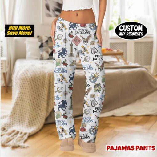 Percy Jackson & The Olympians Doodle Satin Pajamas Pants For Women - Image 2