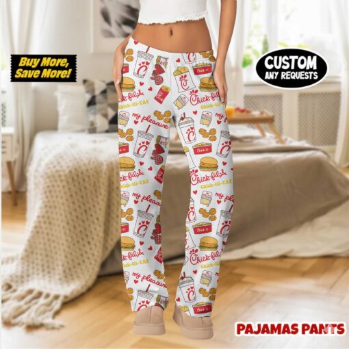 Chick-fil-A Inspired Pajama Pants | Fast Food Pattern Print Sleepwear - Image 2