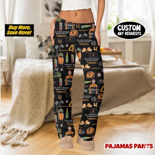 Formula 1 Racing Game Fans F1 Satin Pajamas Pants For Women - Image 3
