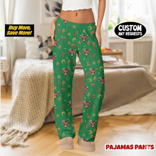 Women’s Rustic Americana Western Satin Pajama Pants For Women