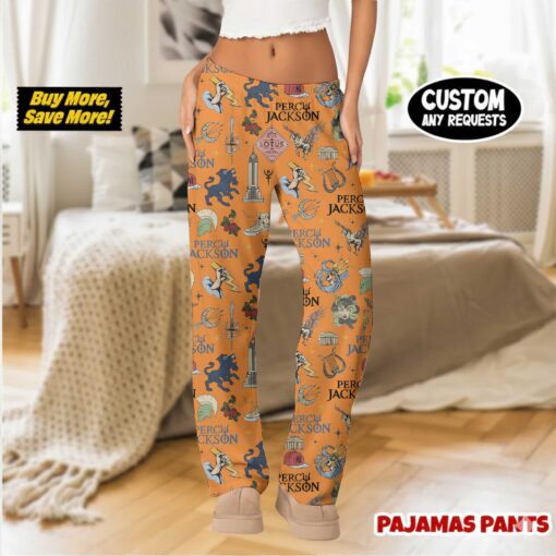 Percy Jackson & The Olympians Doodle Satin Pajamas Pants For Women - Image 3