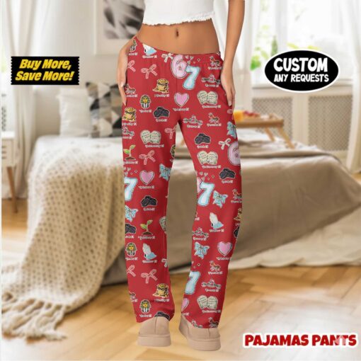 God Did It First Christian 6 7 Six Seven Meme Satin Pajama Pants For Women - Image 2