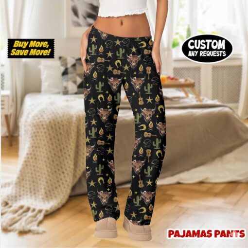 Women’s Rustic Americana Western Satin Pajama Pants For Women