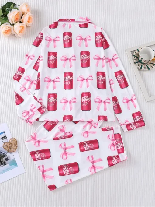 Women's Dr Pepper Sleepwear Satin Pajamas Set, Size S-5XL - Image 5