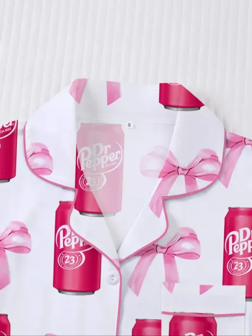 Women's Dr Pepper Sleepwear Satin Pajamas Set, Size S-5XL - Image 8