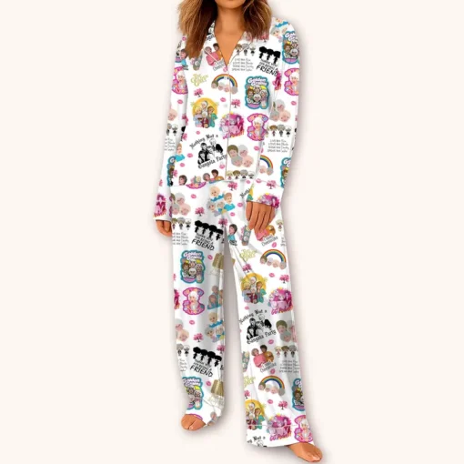 Women’s 80s Tv Sitcom Golden Girl Satin Pajamas Set For Women, White Color, US Size S-5XL - Image 4