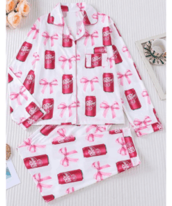 Women's Dr Pepper Sleepwear Satin Pajamas Set, Size S-5XL