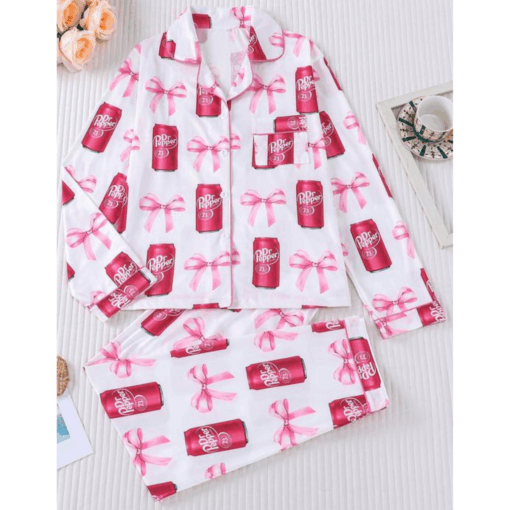 Women's Dr Pepper Sleepwear Satin Pajamas Set, Size S-5XL - Image 4
