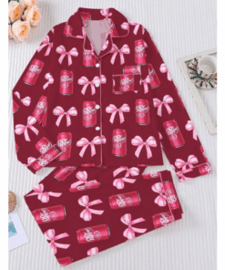 Alternative view of Women's Dr Pepper Sleepwear Satin Pajamas Set, Size S-5XL