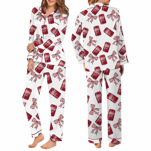 Women's Dr Pepper Sleepwear Satin Pajamas Set, Size S-5XL - Image 8