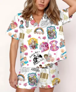 Women’s 80s Tv Sitcom Golden Girl Satin Pajamas Set For Women, White Color, US Size S-5XL
