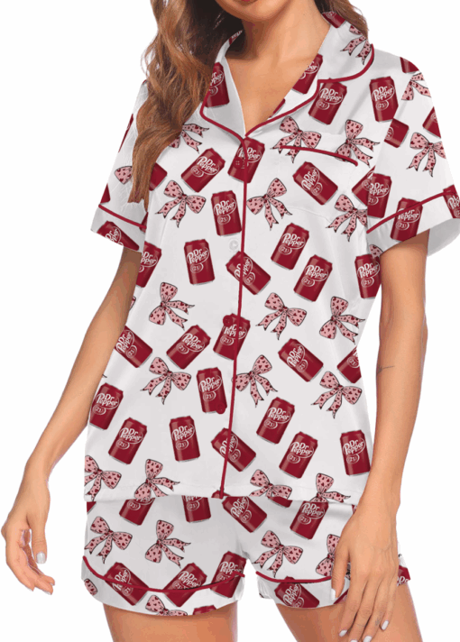 Women's Dr Pepper Sleepwear Satin Pajamas Set, Size S-5XL - Image 2