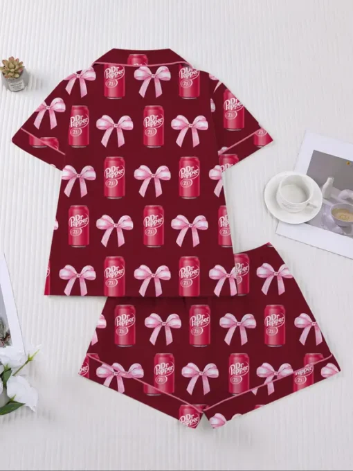 Women's Dr Pepper Sleepwear Satin Pajamas Set, Size S-5XL - Image 7
