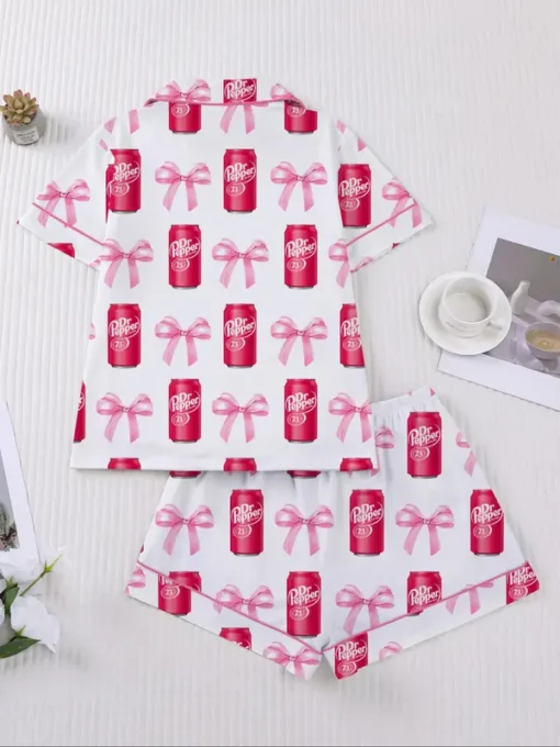 Women's Dr Pepper Sleepwear Satin Pajamas Set, Size S-5XL - Image 9