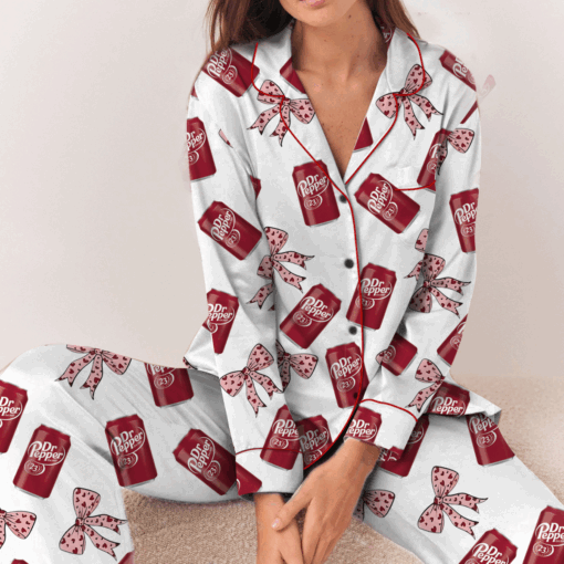 Women's Dr Pepper Sleepwear Satin Pajamas Set, Size S-5XL - Image 7