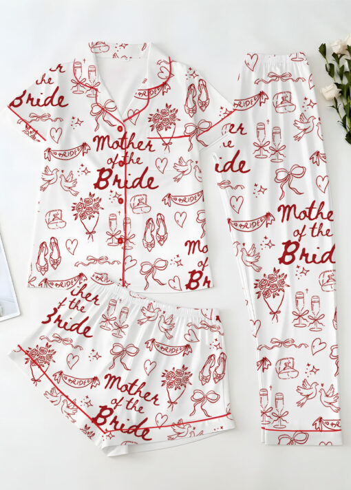 Women's Mother Of The Bride Satin Pajamas Set, White Color, US Size S-5XL - Image 14