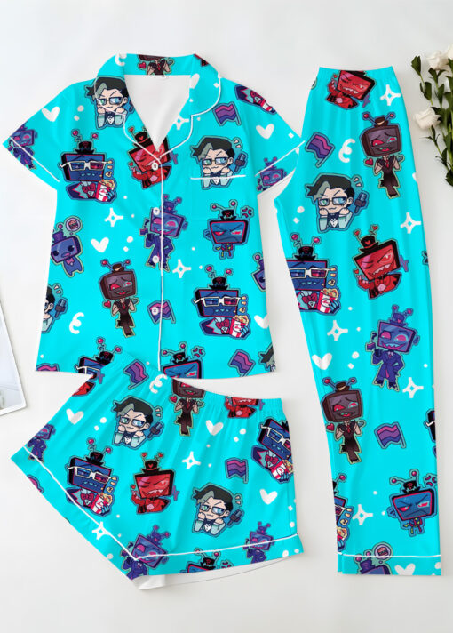 Women’s Hazbin Hotel Valentine's Day Satin Pajamas Set For Women, Turquoise Color, US Size S-5XL - Image 13