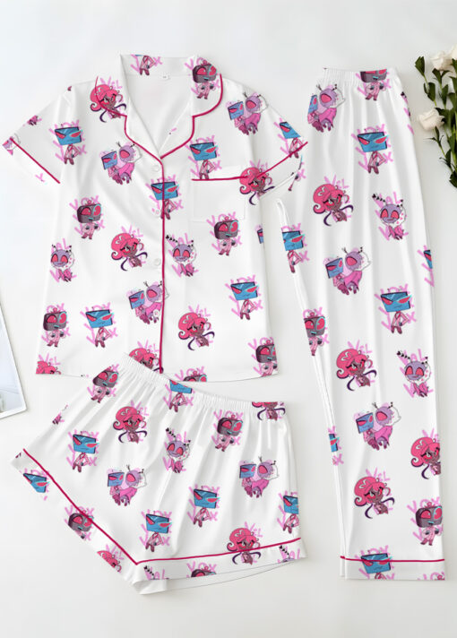 Women’s Hazbin Hotel Inspired Valentine's Day Satin Pajamas Set For Women, White Color, US Size S-5XL - Image 10