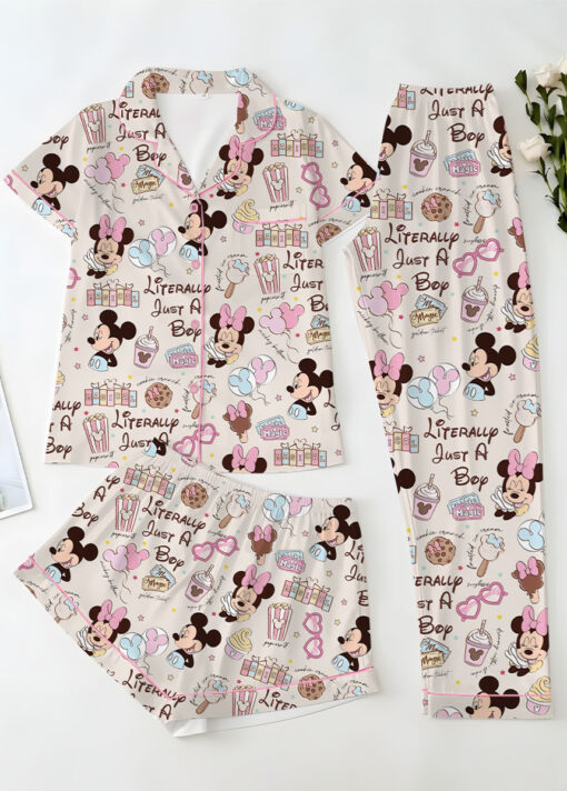 Women’s Disneyland Magic Snacks Satin Pajamas Set For Women, Beige Color, US Size S-5XL - Image 14