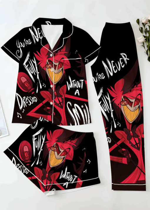 Women’s Hazbin Hotel Alastor Satin Pajamas Set For Women, Black Color, US Size S-5XL - Image 13