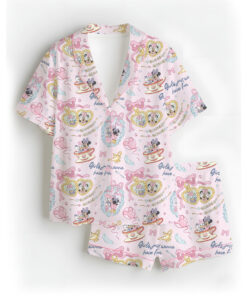 Women's Minnie And Daisy Besties Sleepwear Satin Pajamas Set, Light Pink Color, Size S-5XL