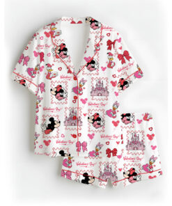 Women's Disney Minnie Satin Pajamas Set, White Color, US Size S-5XL
