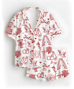 Women's Future Mrs Bride To Be Gift In My Engaged Era Satin Pajamas Set, White Color, US Size S-5XL