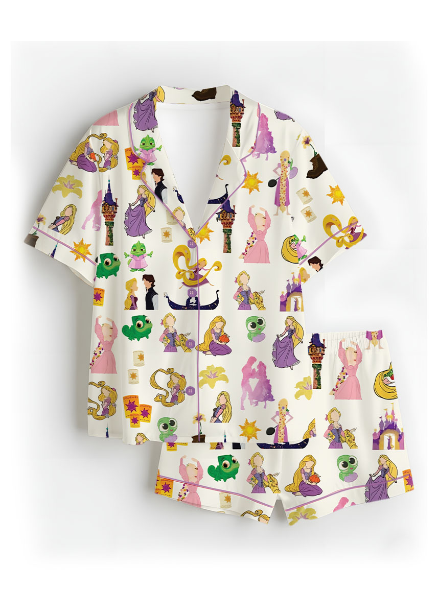 Women’s Princess And The Frog Pajamas Set For Women, Beige Color, US Size S-5XL